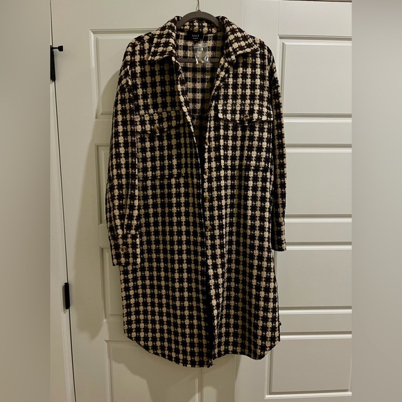 NEW VICI Women’s Brown Houndstooth Shirt Jacket Shacket - Picture 2 of 5